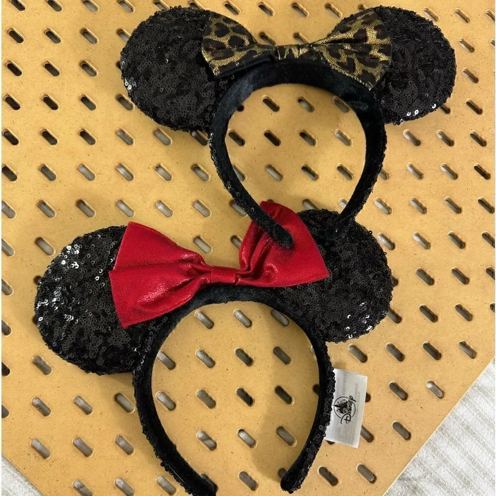 Disney Parks sequin Classic Bow Minnie Mouse sets of 2 Hair HeadBands‎